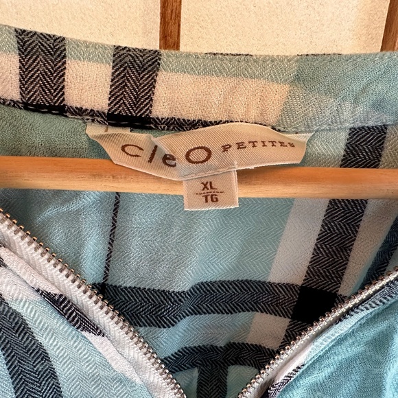 Blue Plaid Quarter Zip Top - Picture 3 of 11